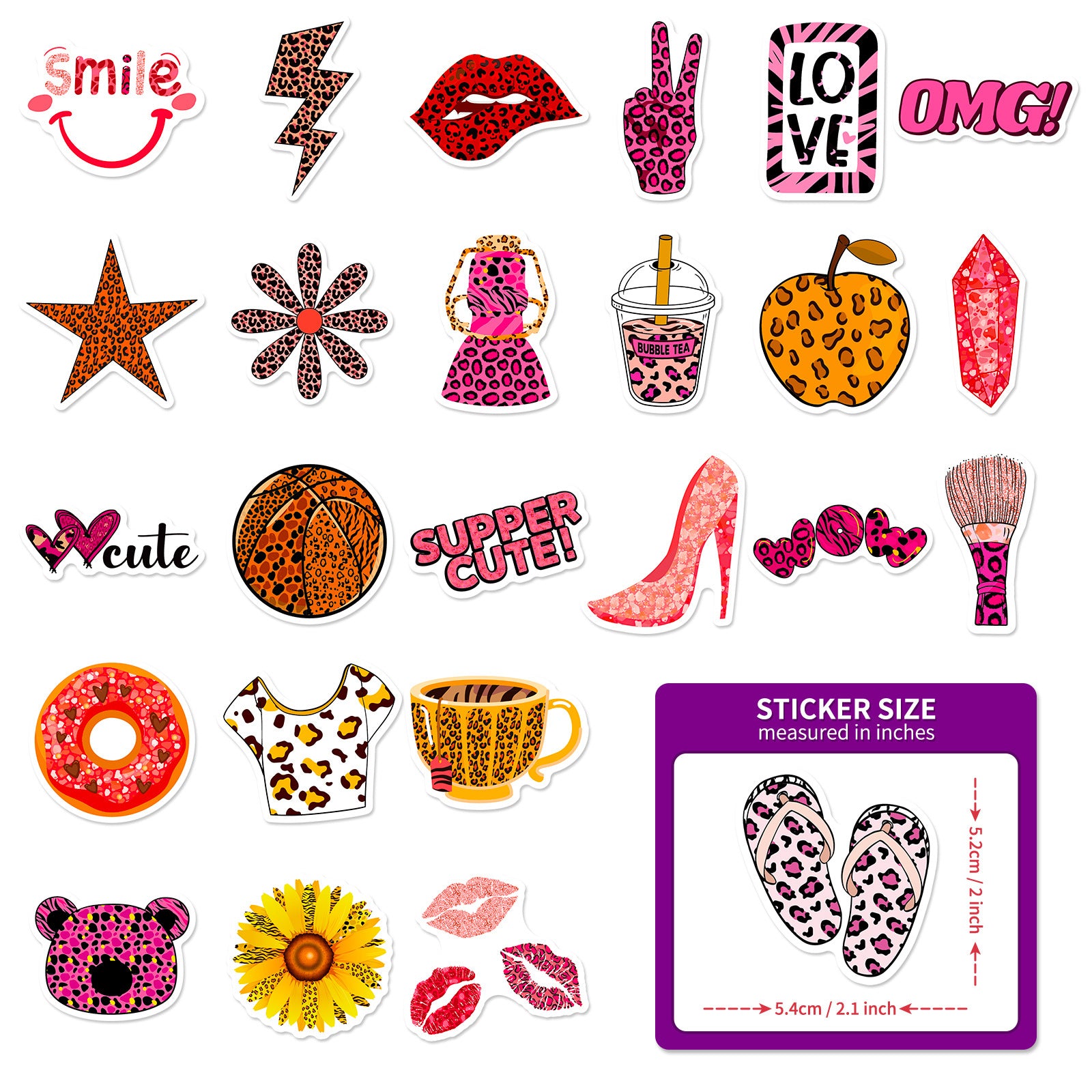 Wholesale 50pcs pink leopard print simple notebook luggage mobile phone photo decoration stickers leopard print dot stickers